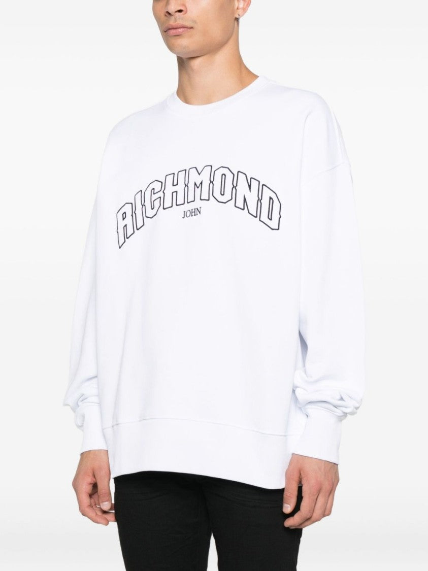 John Richmond Arched Logo Print Cotton Sweatshirt