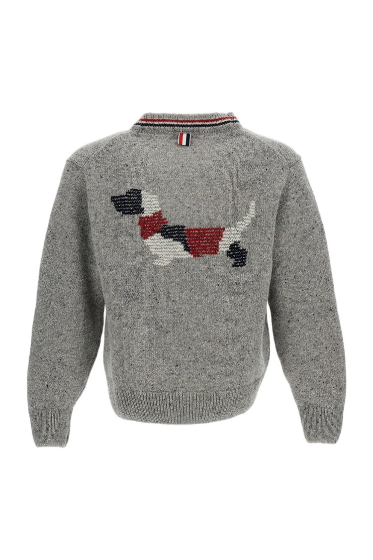 Thom Browne Donegal Yarn Cardigan With Rwb Intarsia And Patchwork Detail