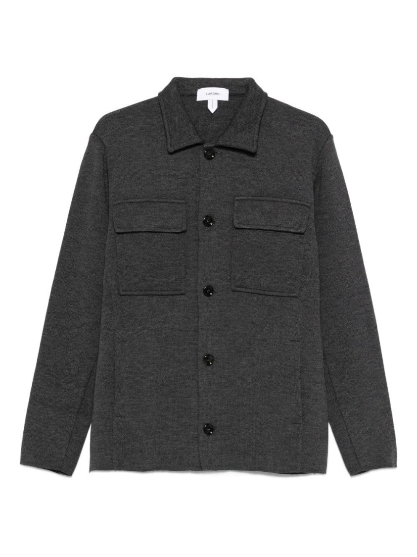 Lardini Tailored Grey Wool Jacket With Patch Pockets