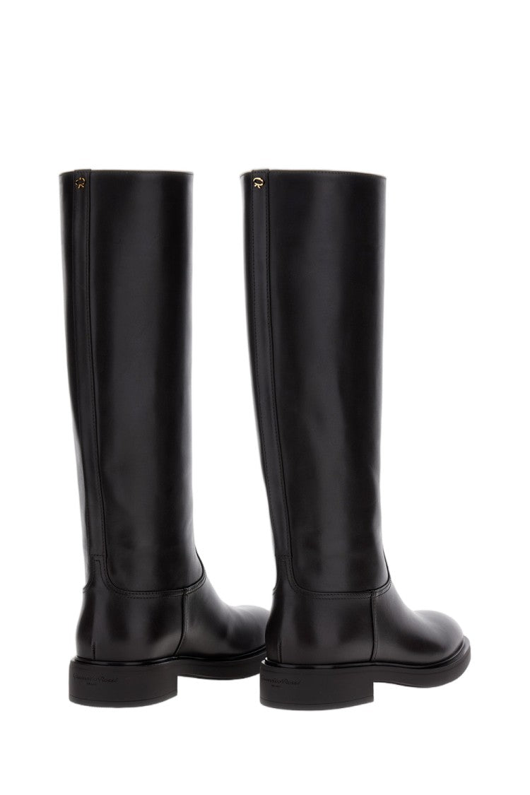 Gianvito Rossi Leather High Boots With Gold Application Detail