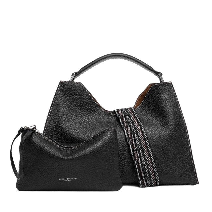 Gianni Chiarini Trapezoidal Double Grain Leather Handbag With Removable Strap