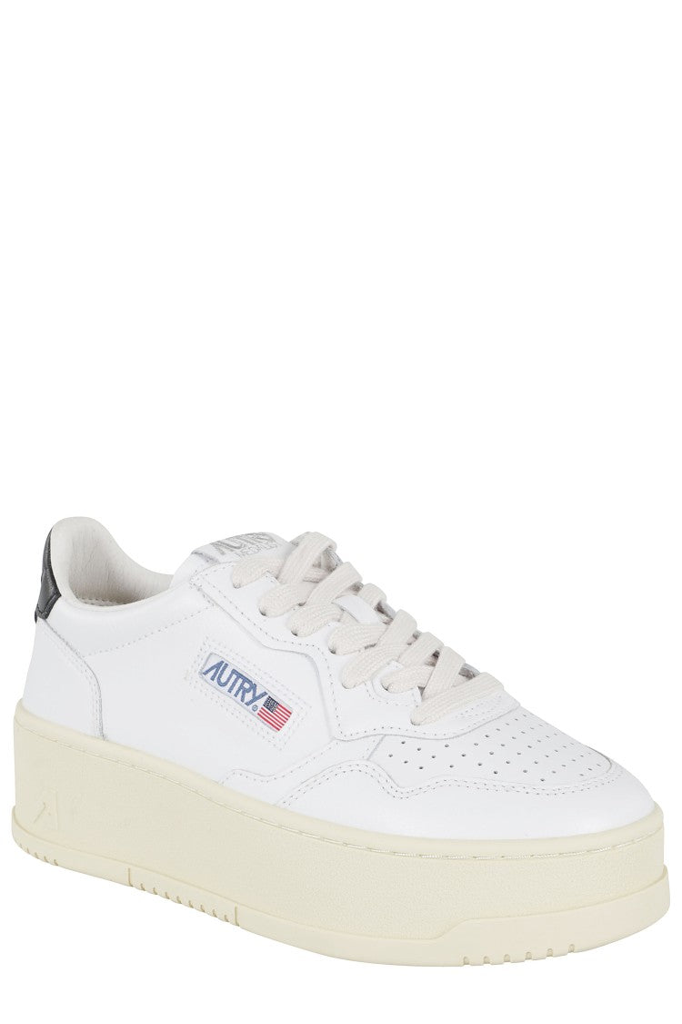 Autry White Leather Platform Low Sneakers