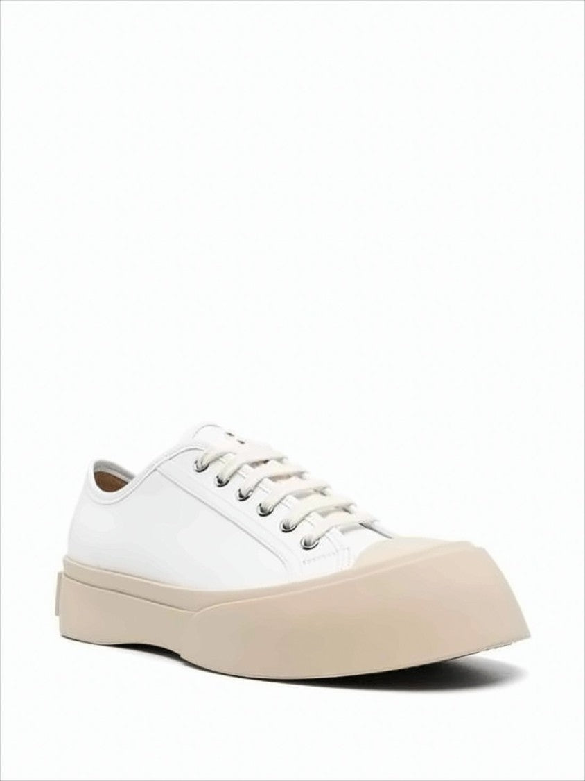 Marni Low-Top Sneakers With Smooth White Leather And Elevated Sole