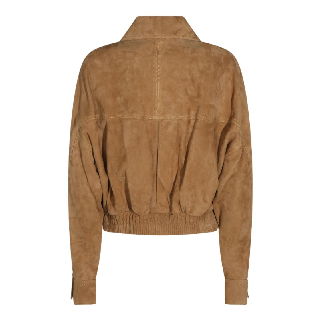 Versace Cropped Gold-Tone Accent Suede Jacket