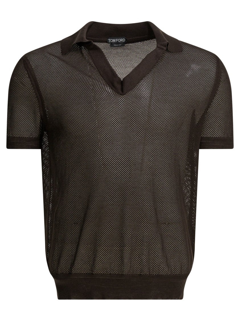 Tom Ford Semi-Sheer Silk-Cotton Blend Polo Shirt