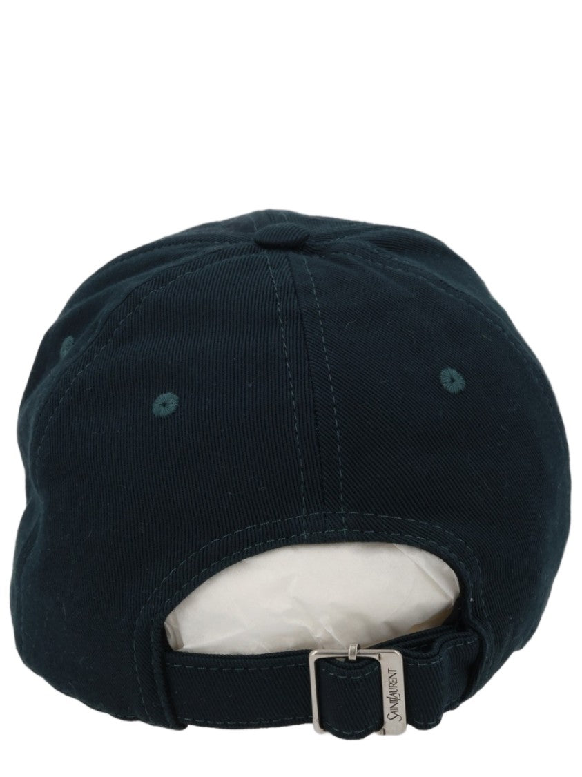 Saint Laurent Cotton Baseball Cap With Textured Letter 'Y' And Adjustable Strap
