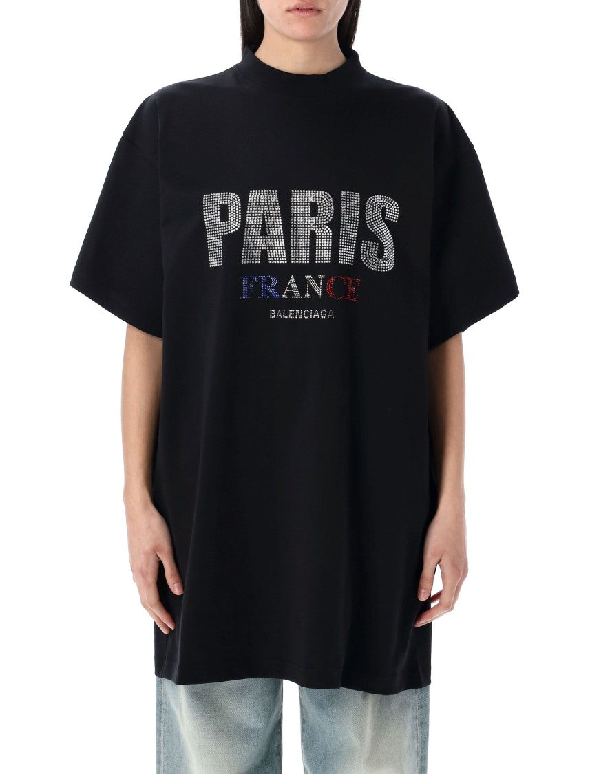 Balenciaga Paris Strass Oversized T-Shirt
