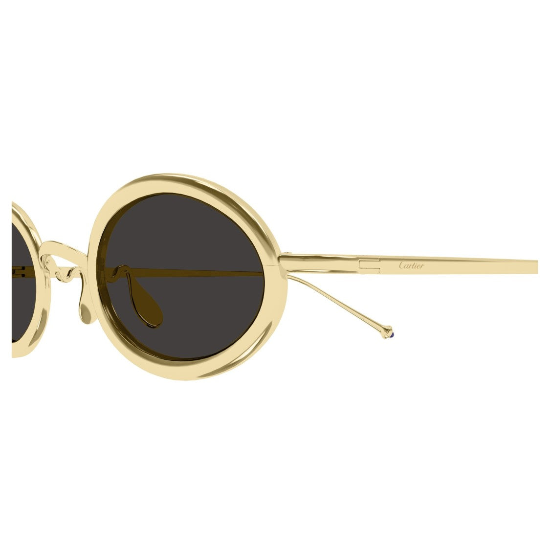 Cartier Polished Gold-Tone Titanium Oval Frame Sunglasses