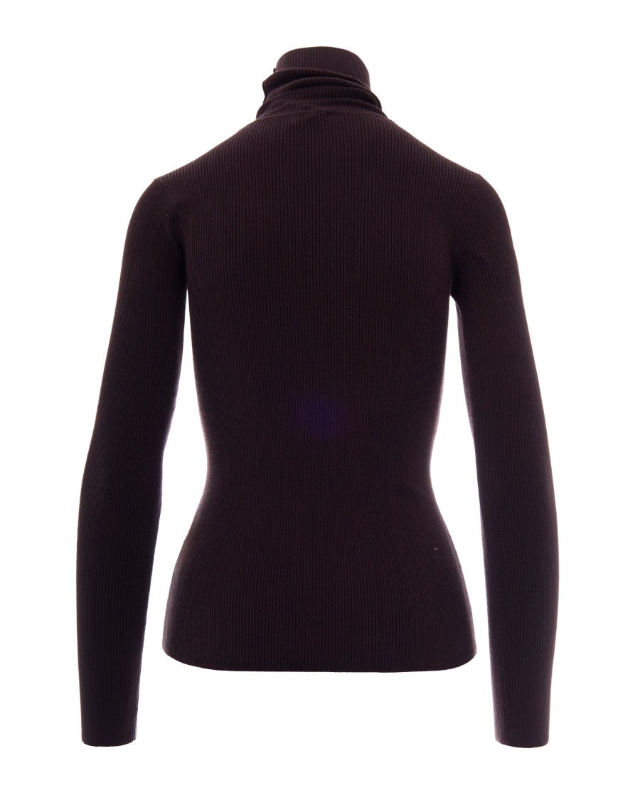 Elisabetta Franchi Long-Sleeved Ribbed Knit Top With Embroidered Details