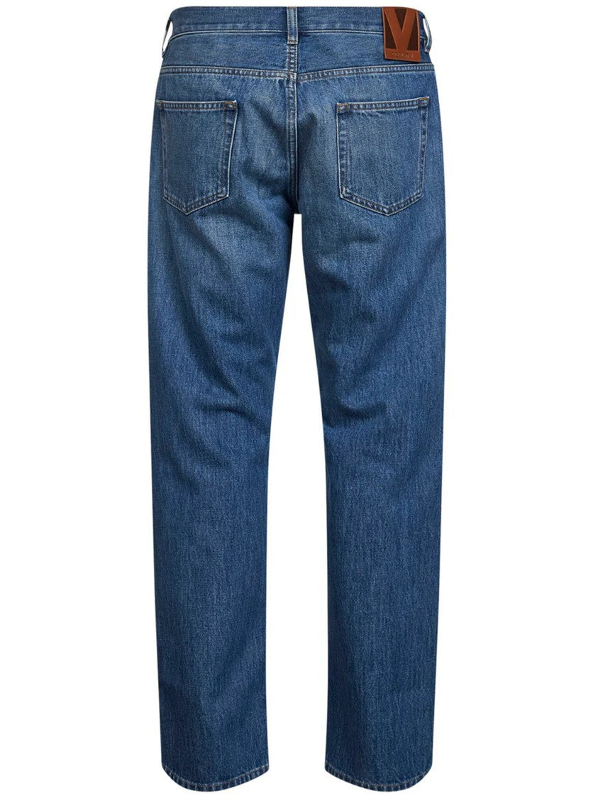 Valentino Medium Blue Straight-Leg Five-Pocket Denim Jeans