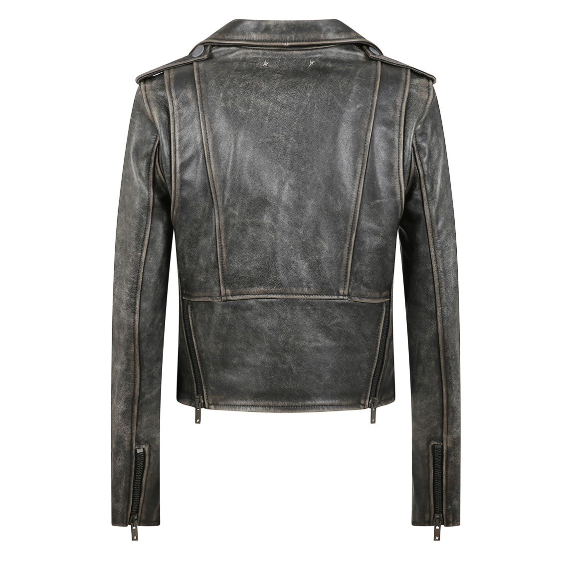 Golden Goose Slim Fit Distressed Leather Jacket
