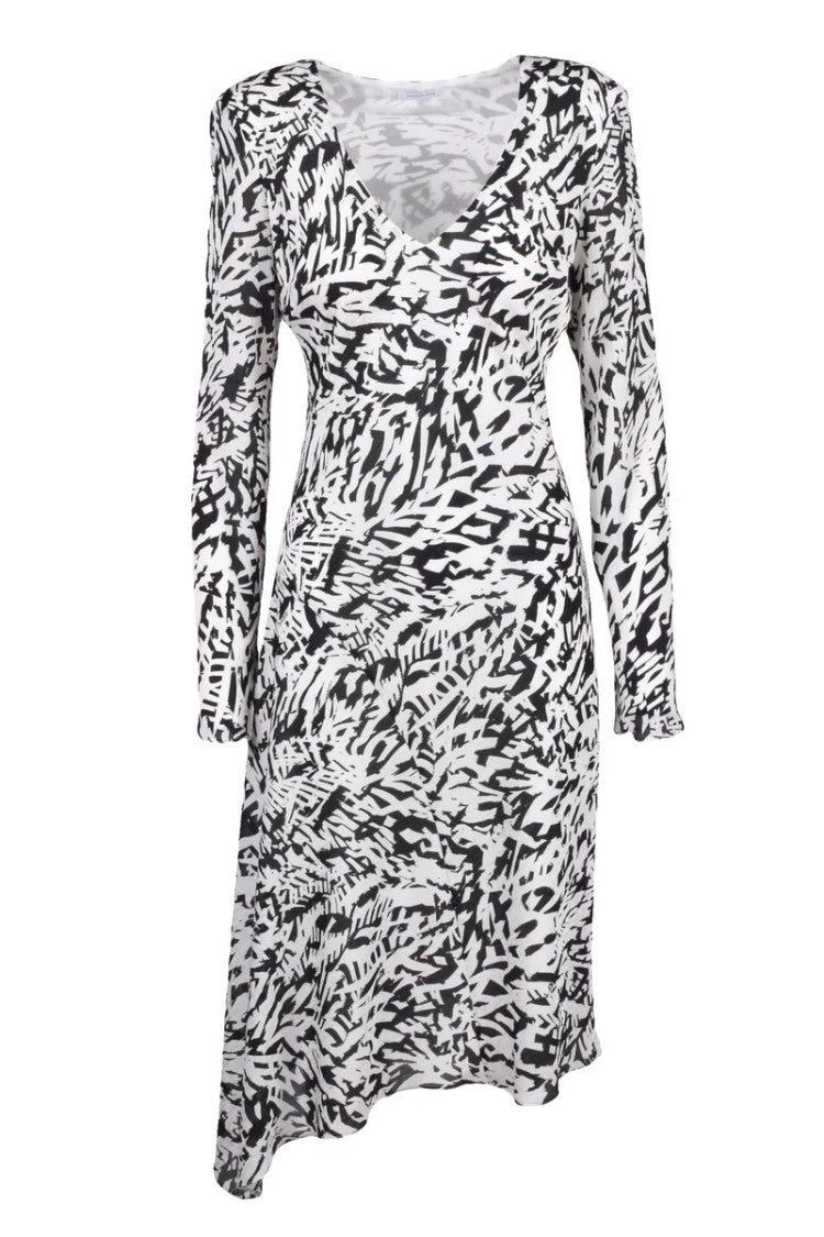 Patrizia Pepe Long Flared Dress - White/Black