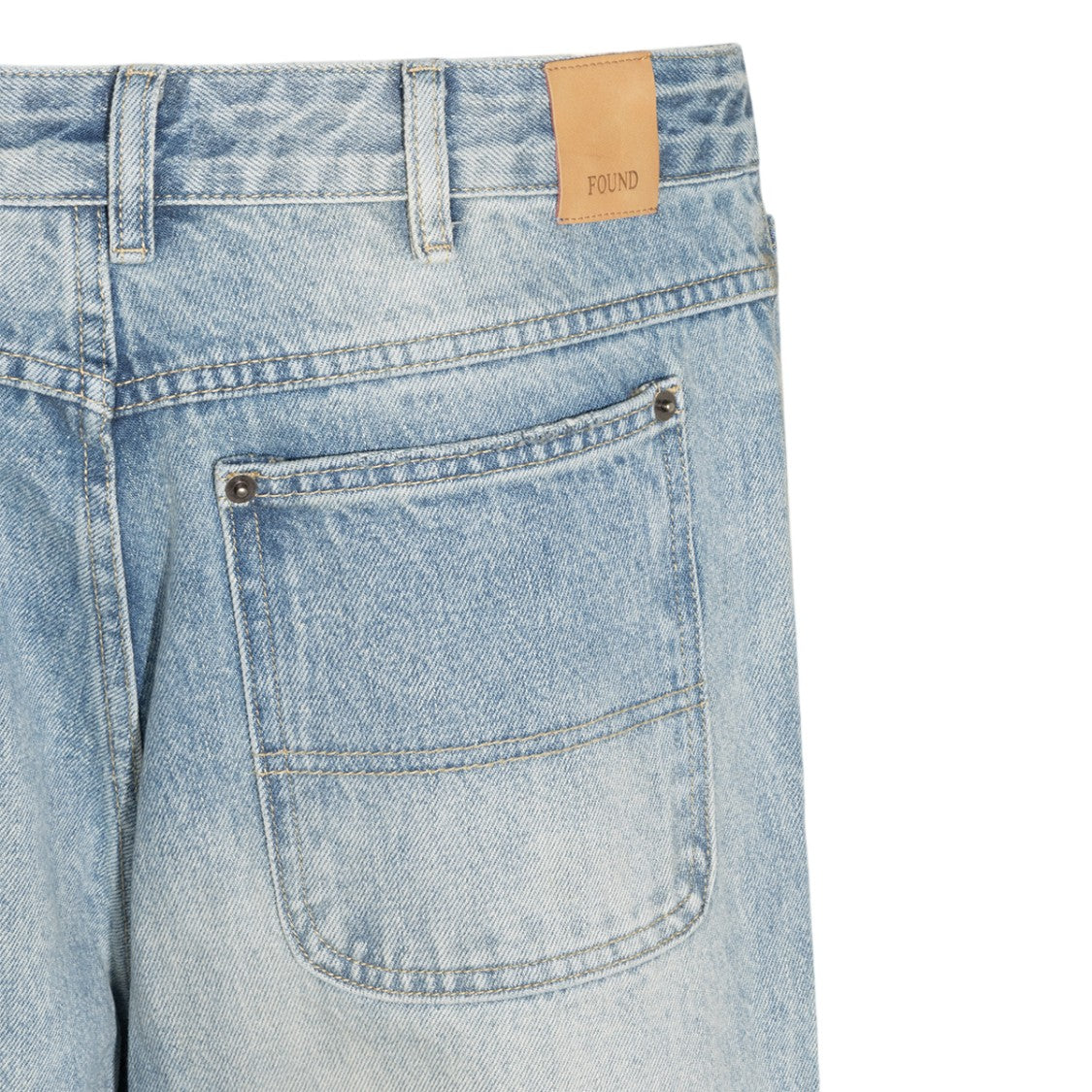 Found Light Blue Washed Denim Jeans With Artistic Prints