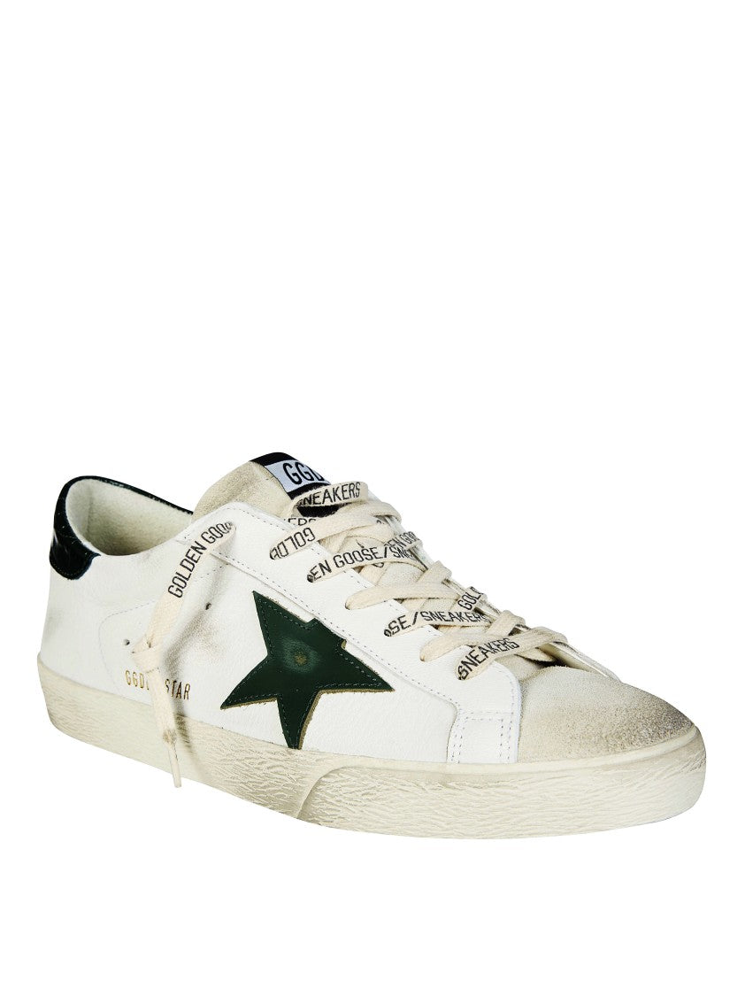 Golden Goose White Leather Green Star Sneakers
