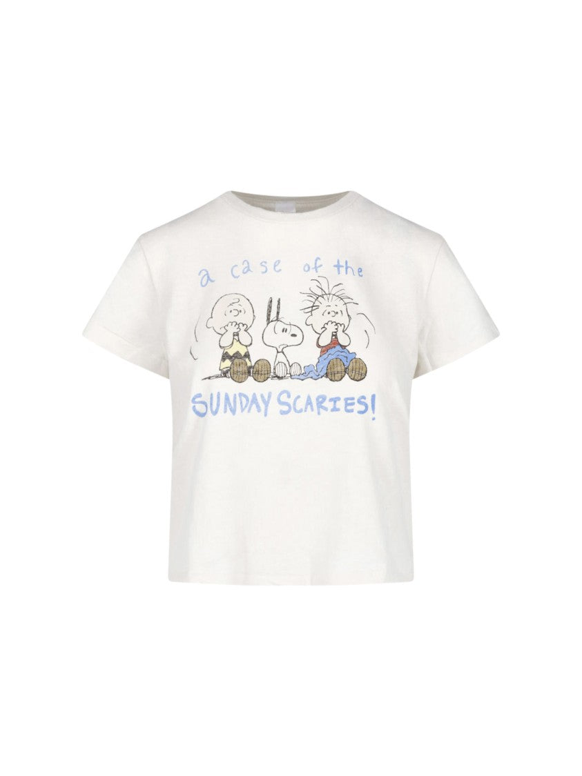 Re/Done White 50S Boxy Printed Cotton T-Shirt