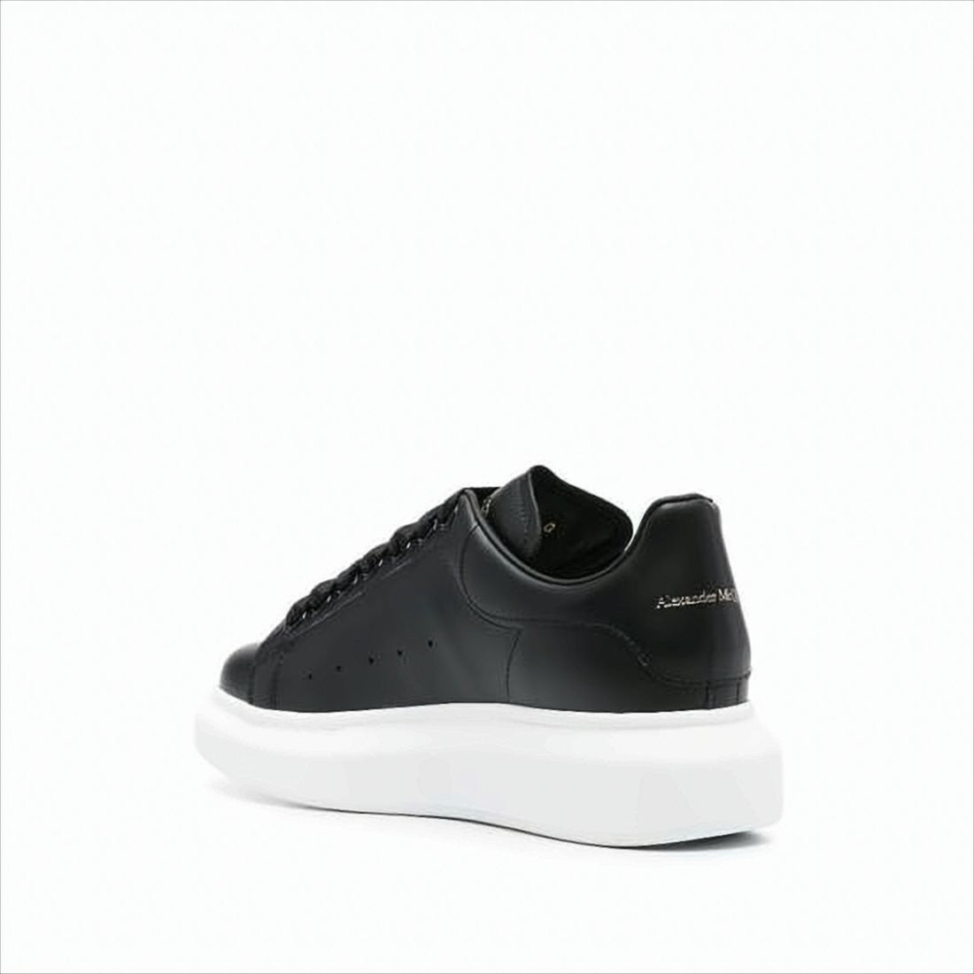 Alexander Mcqueen Black Calf Leather Sneakers With White Sole