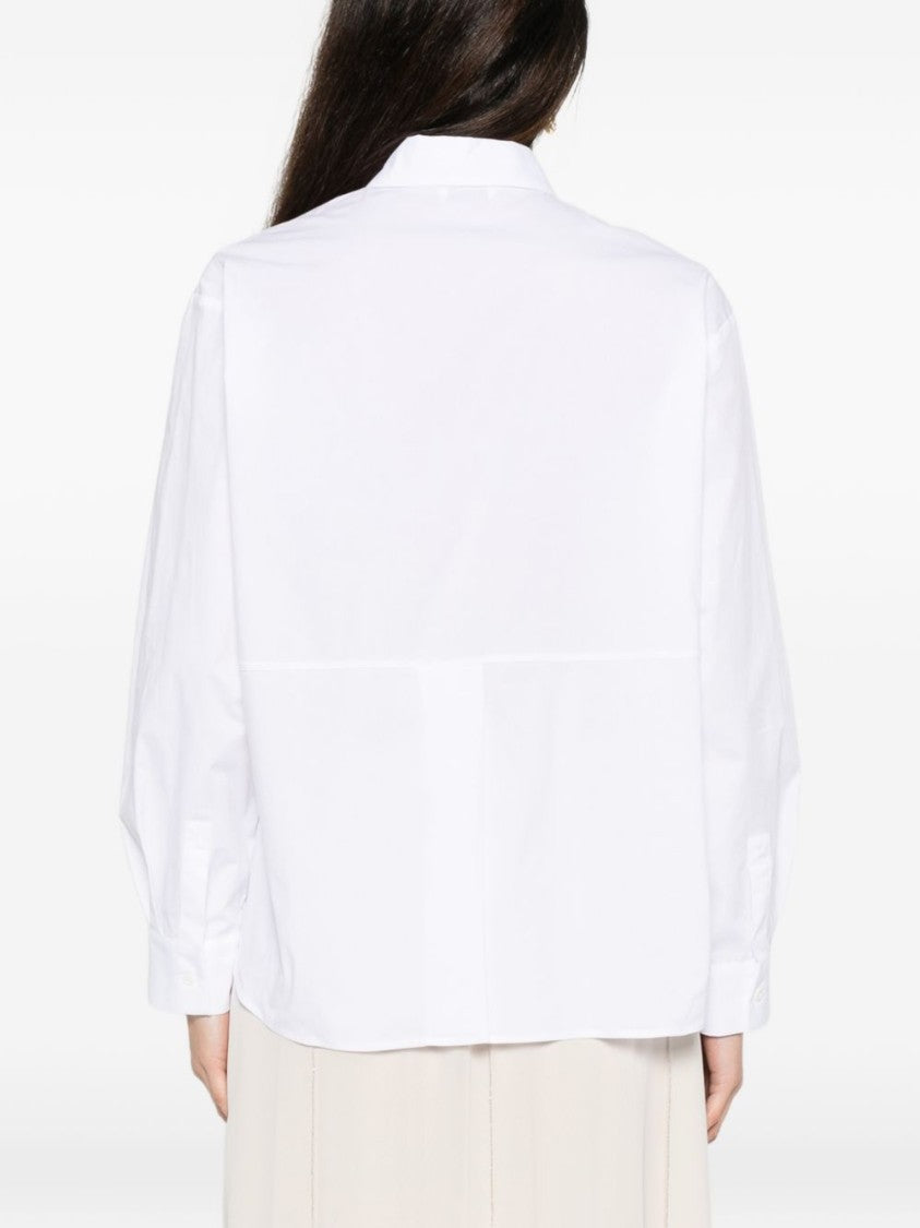 Peserico Tailored White Shirt With Horizontal Seam Detail