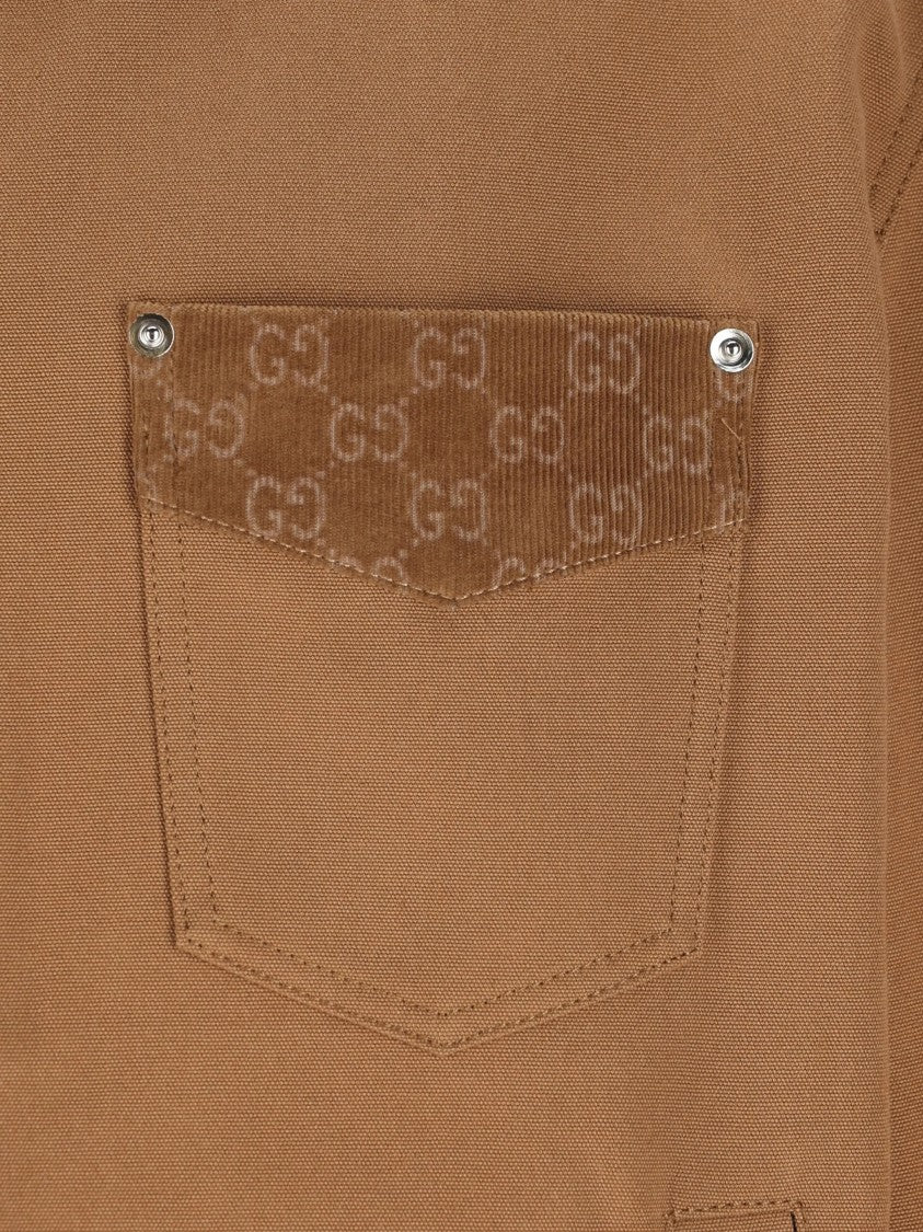 Gucci Brown Zip-Up Monogram Tailored Casual Jacket