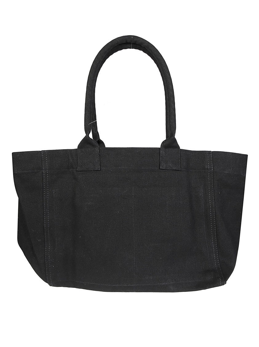 Isabel Marant Black Yenky Zippedgz Textured Logo Cotton Tote Bag