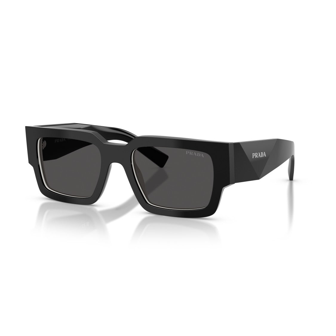 Prada 0Pr B17s Rectangular Black Acetate Sunglasses