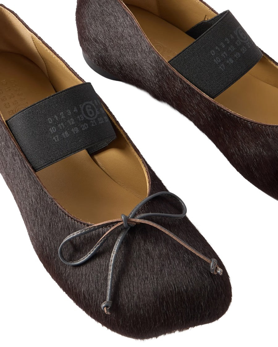 Mm6 By Maison Margiela Pony Hair Bow Elastic Strap Ballerina Flats
