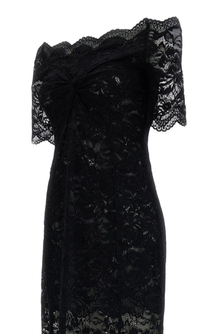Rabanne Black Scalloped Floral Lace Midi Dress