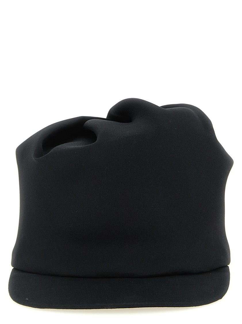 Balenciaga Sculptural Black Silk Cap With Structured Visor