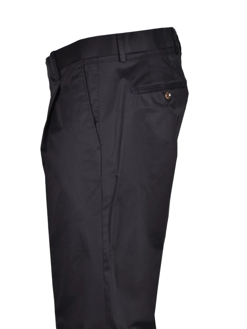 Lab 001 Blue Stretch Cotton Pleated Formal Pants