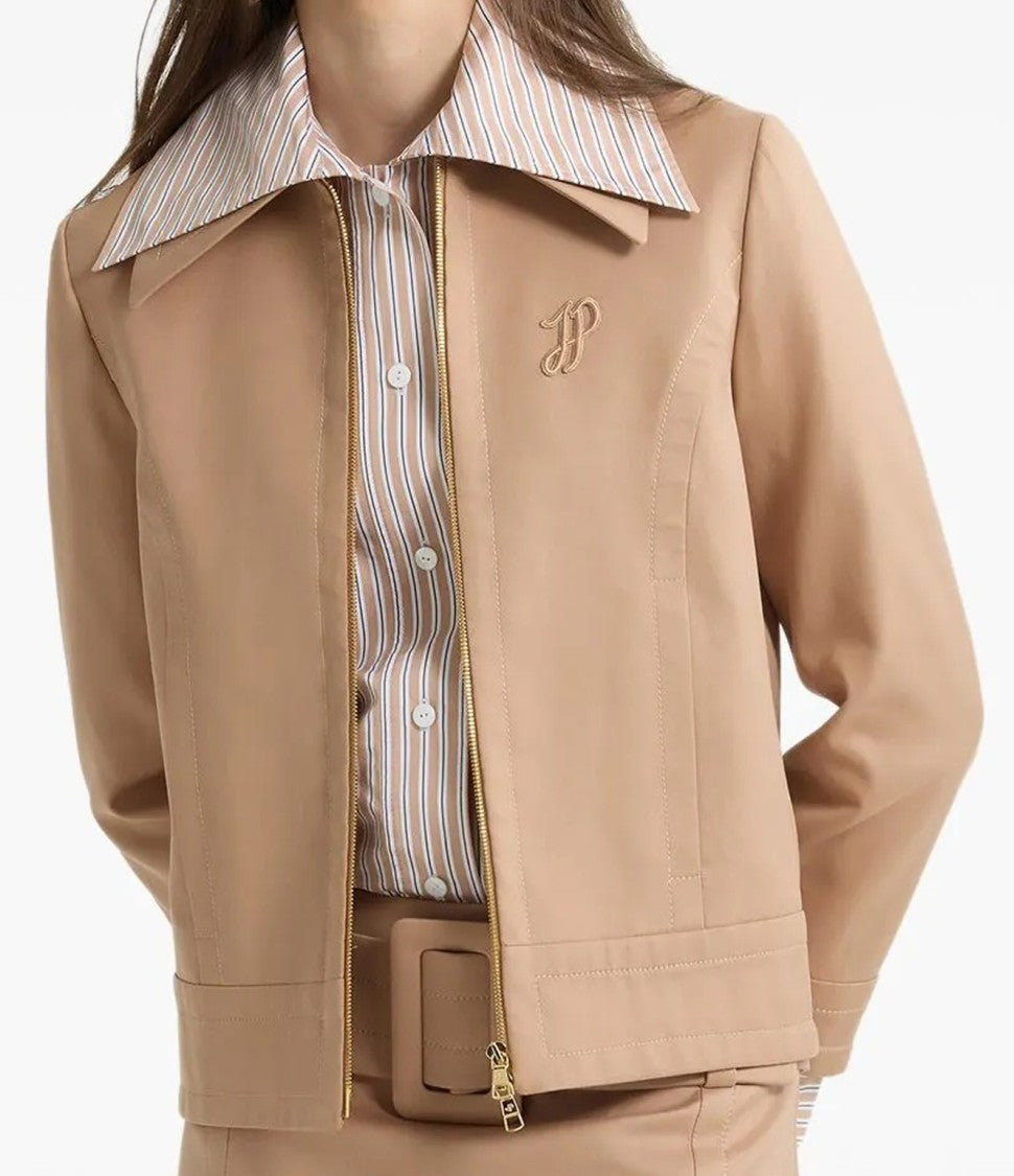 Patou Tailored Short Zipped Jacket In Praline Beige