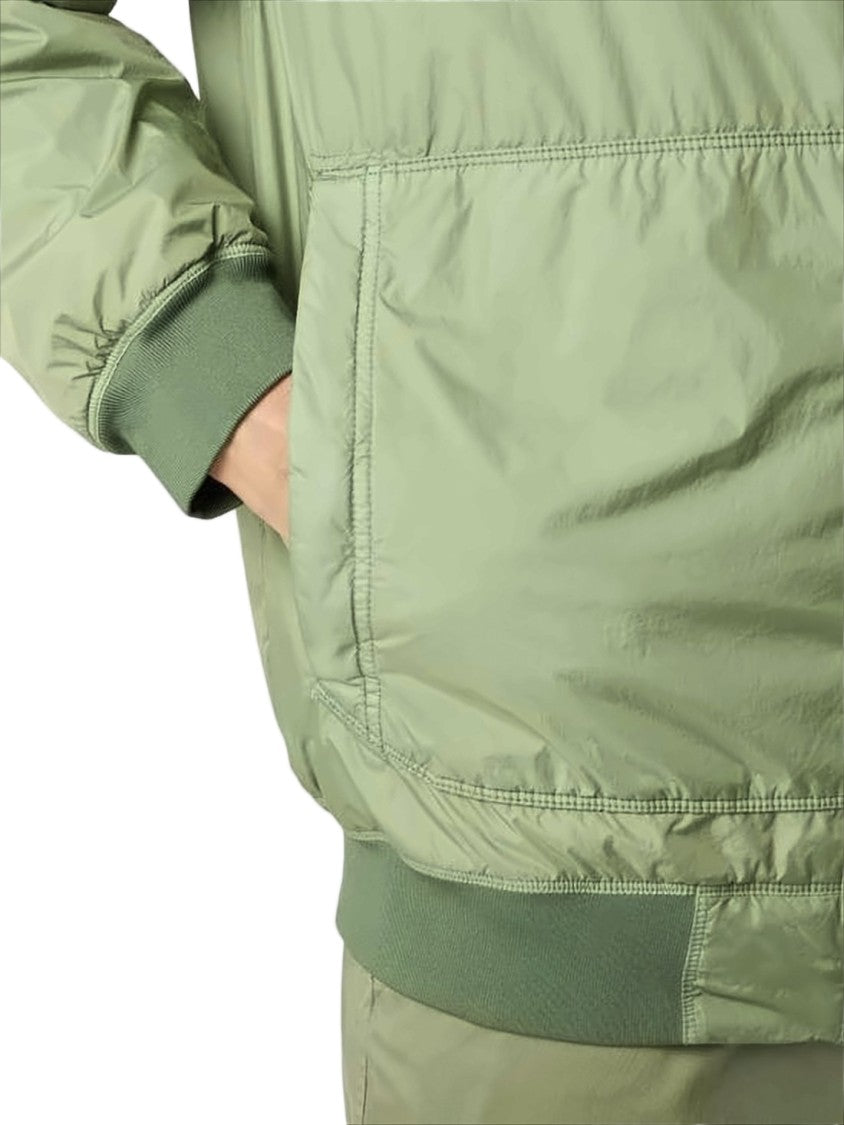 Stone Island Hooded Lightweight Green Jacket With Distinctive Patch