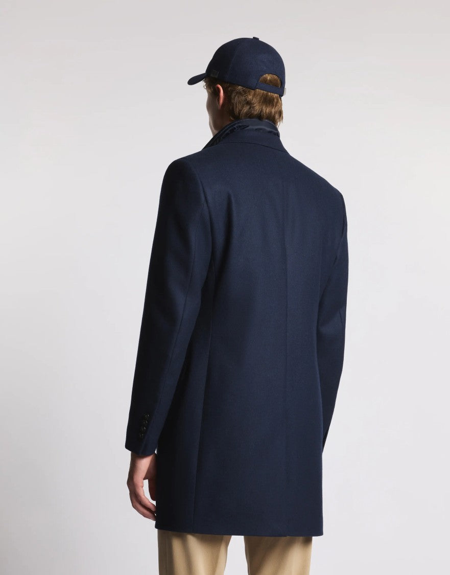 Fay Double-Breasted Structured Fay Coat With Notched Lapel