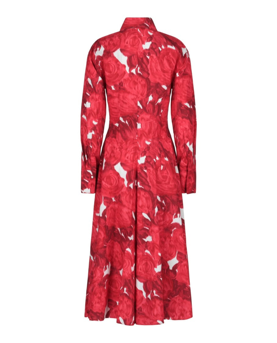 Valentino Rose Moire Midi Dress