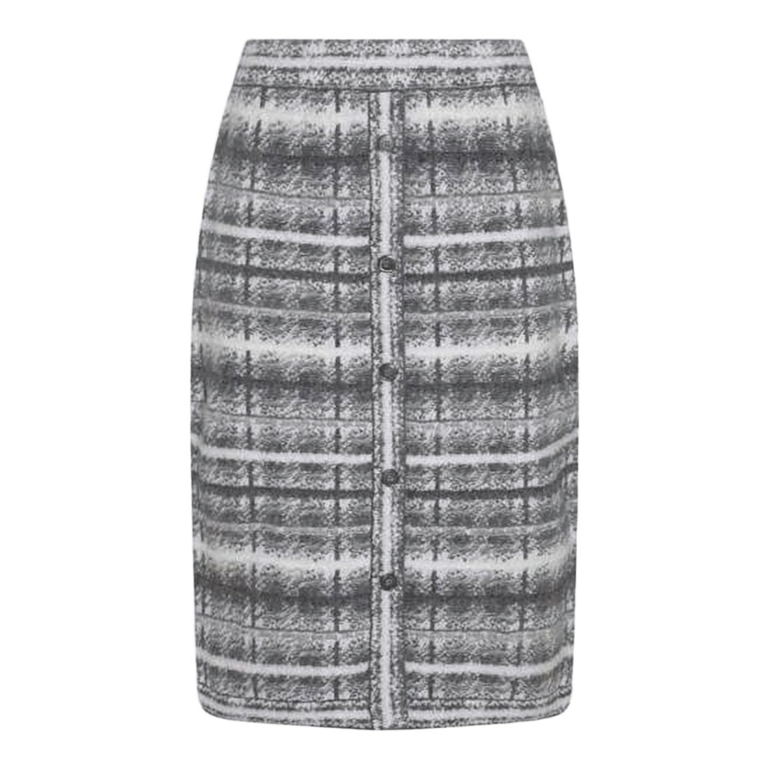 Thom Browne Textured Plaid Midi Skirt With Button Closure