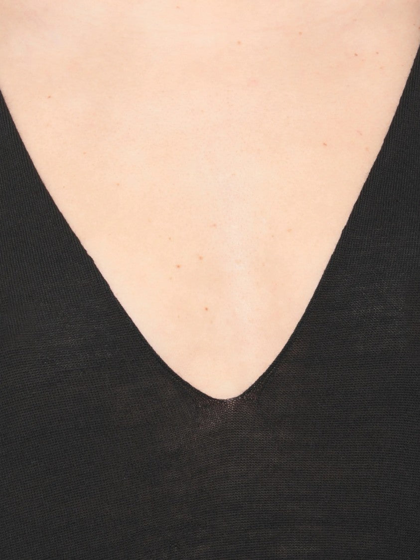 Rick Owens Black V Neck Fitted Top
