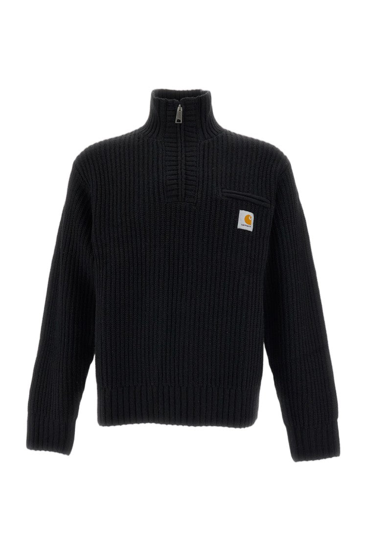 Carhartt Wip Black Detroit Half-Zip Cotton-Blend Sweater