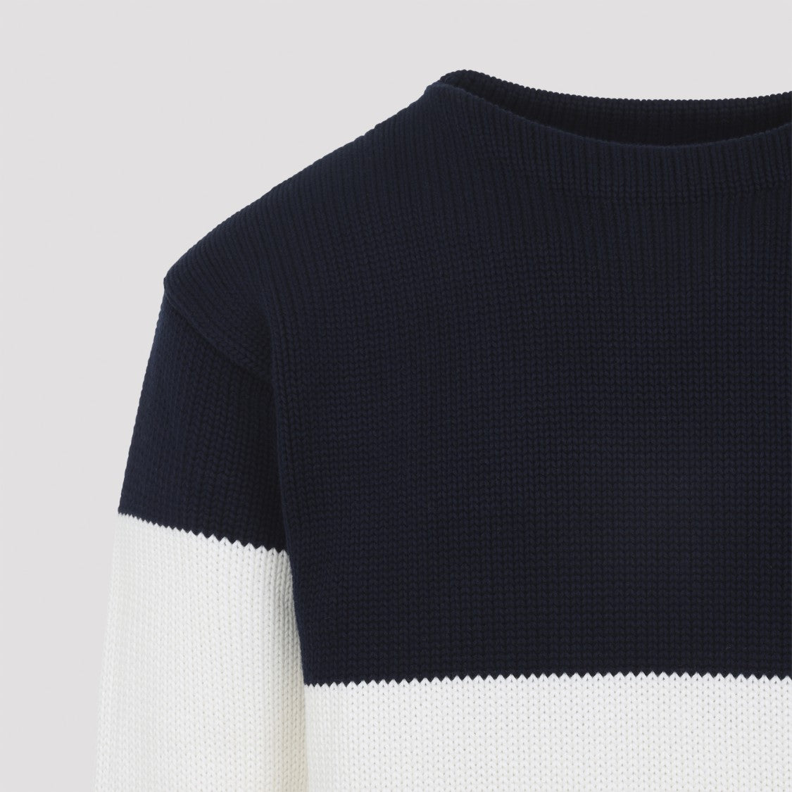 Ralph Lauren X Purple Label Color-Block Cotton Sweater With Crew Neckline