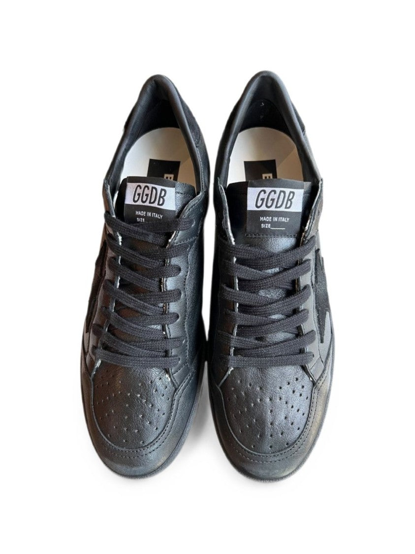 Golden Goose Black Star Gold Accent Silk Nylon Low-Top Sneakers