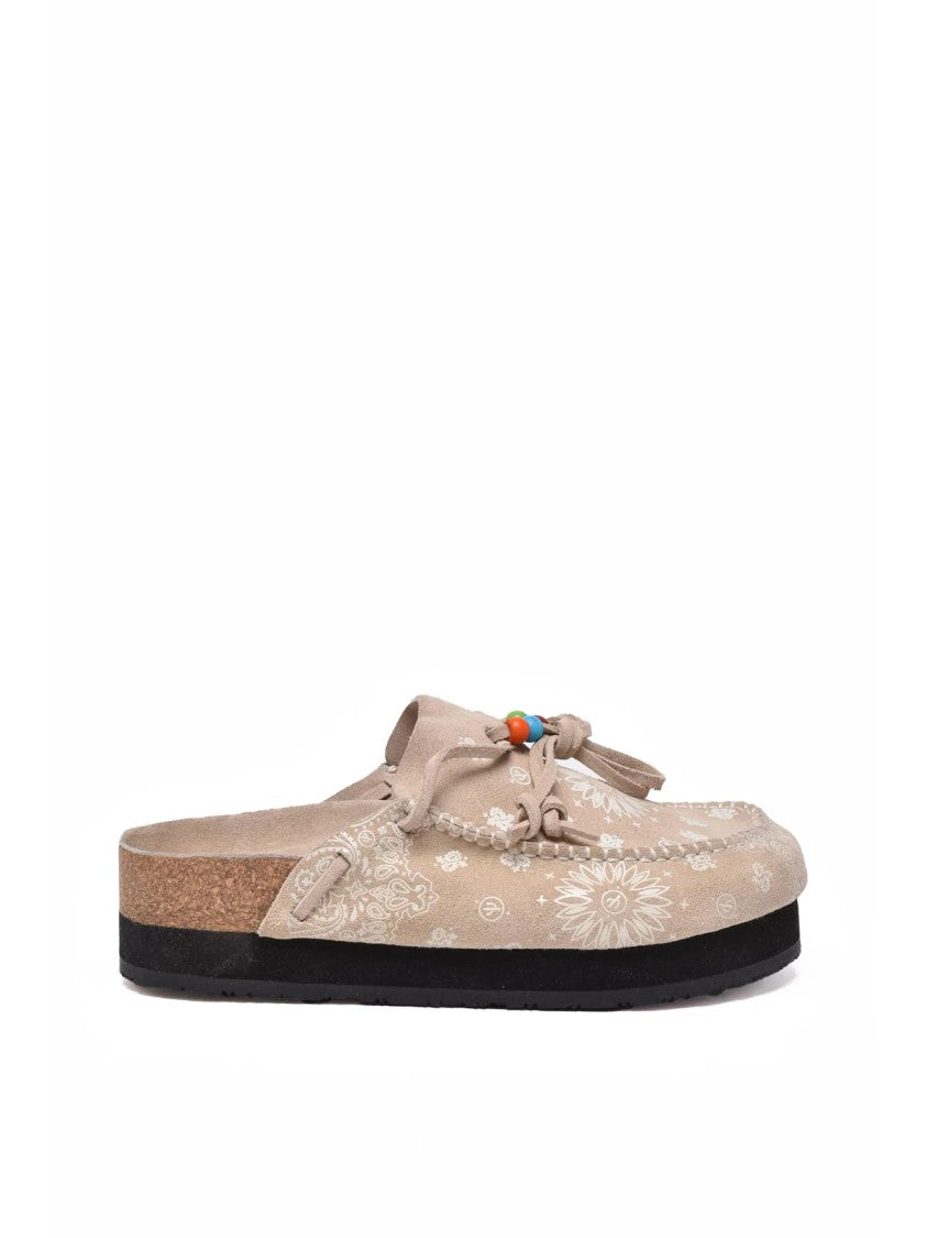 Arizona Love Beige Suede Stitch Mules