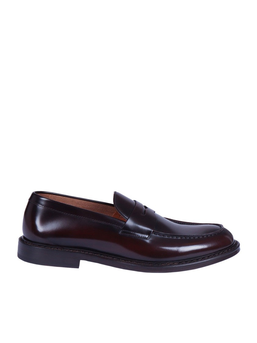 Doucal's Brown Horse Penny Leather Loafers
