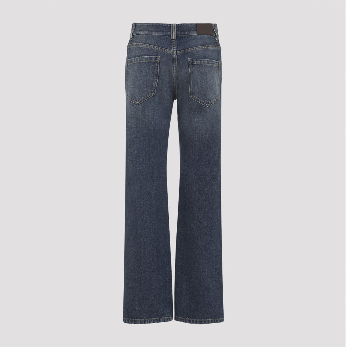 Brunello Cucinelli Washed Blue Denim Jeans With Straight Leg And Leather Patch