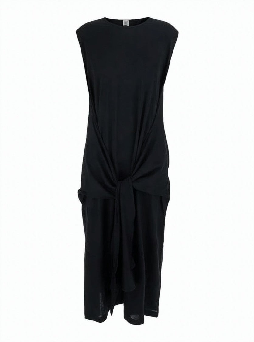 Totême Midi Dress With Front Knot Detail In Soft Cotton