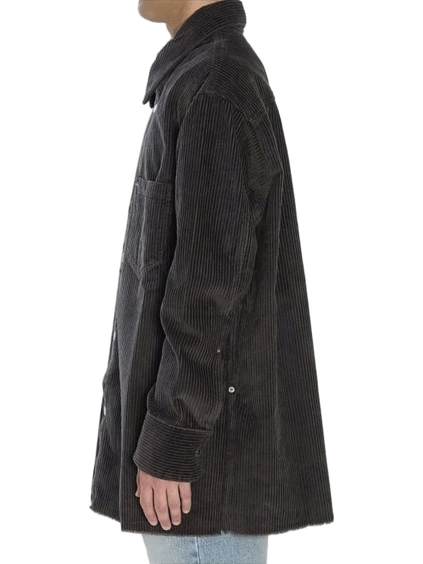 Ami Paris Corduroy Velvet Oversized Side-Slit Shirt