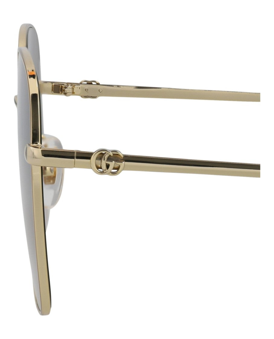 Gucci Square-Frame Metal Sunglasses With Gradient Tinted Lenses