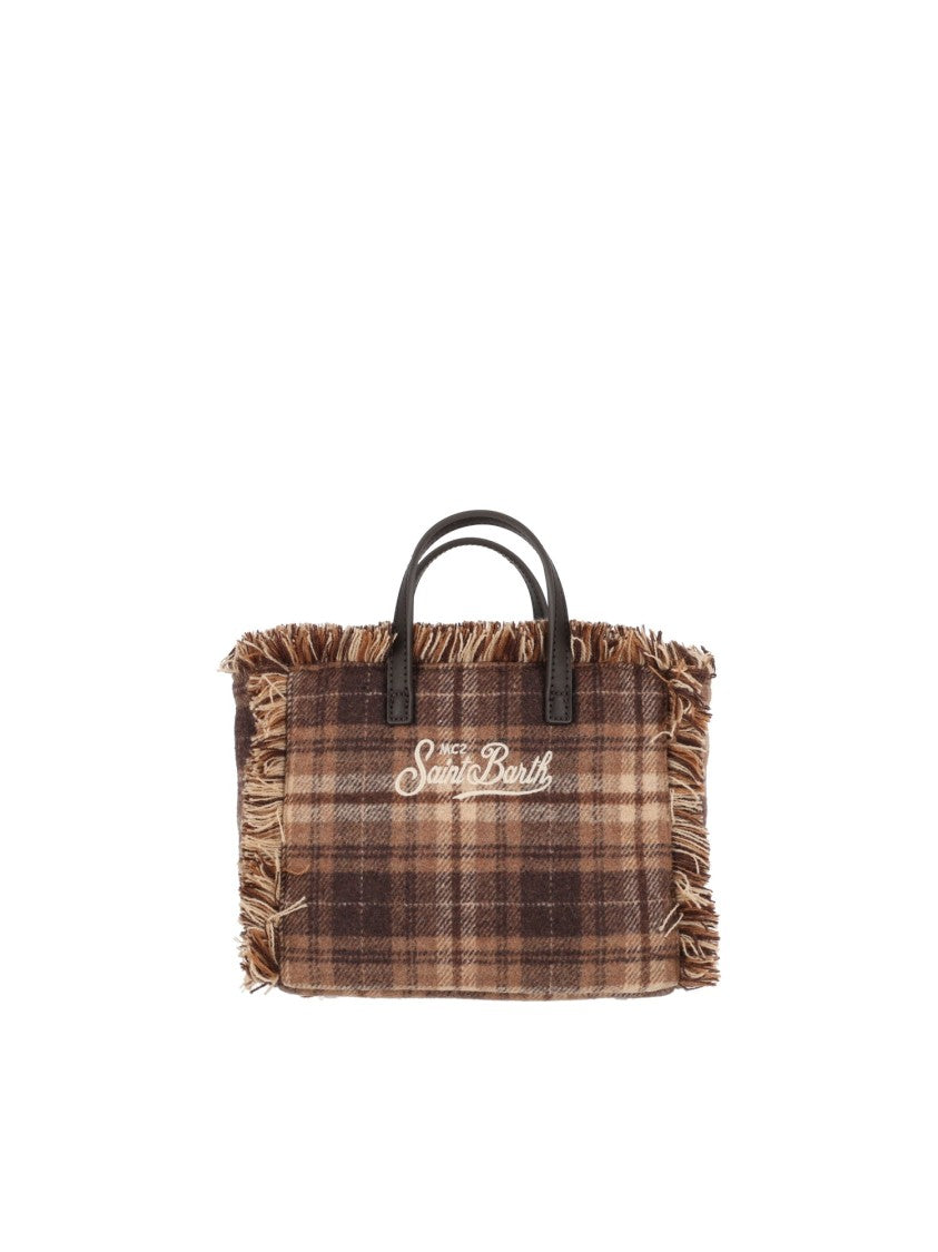 Mc2 Saint Barth Brown Vanity Mini Wool N-Tartan 1812 Tartan Mini Bag
