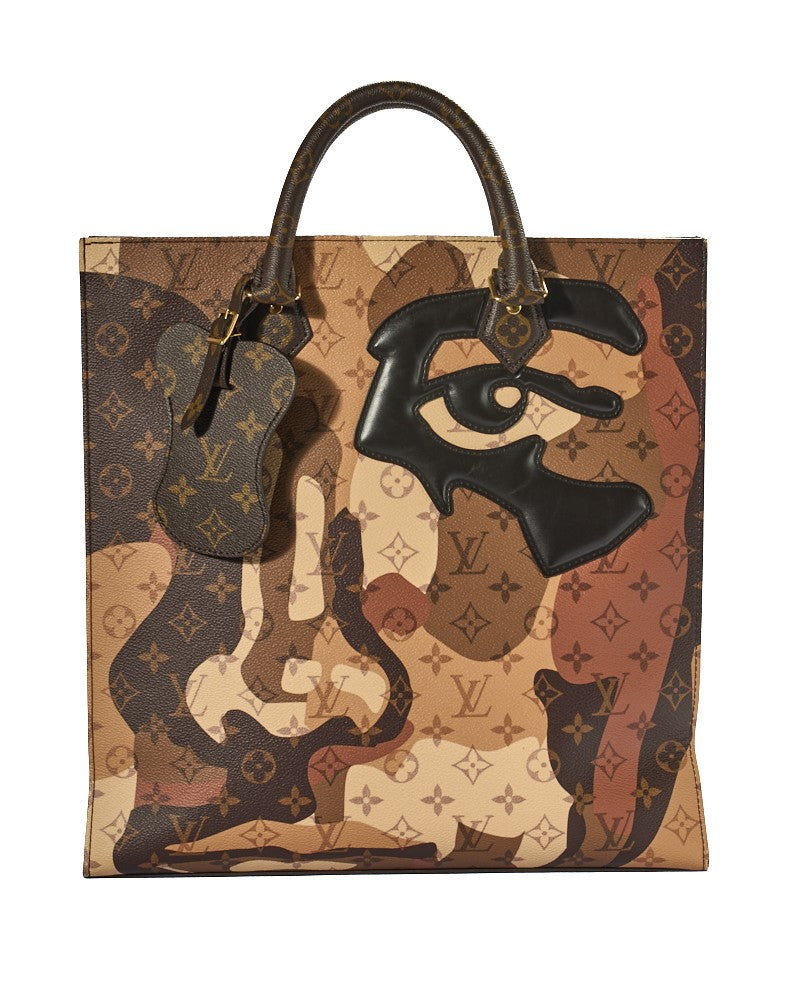 Louis Vuitton X Kid Sac Plat Nv Patchwork Camouflage Marrone