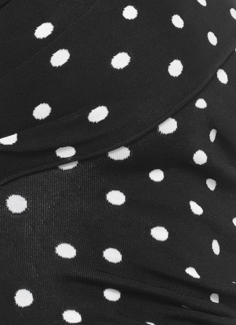 Self-Portrait Asymmetric One-Shoulder Mini Dress With Contrasting Polka Dot Pattern