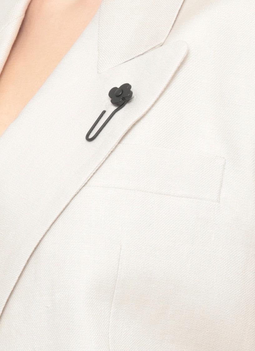 Lardini Ivory Linen Peak Lapel Blazer