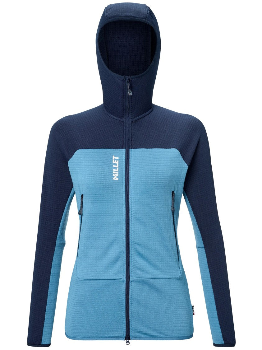 Millet Blue Fusion Grid Two-Tone Fitted Hoodie