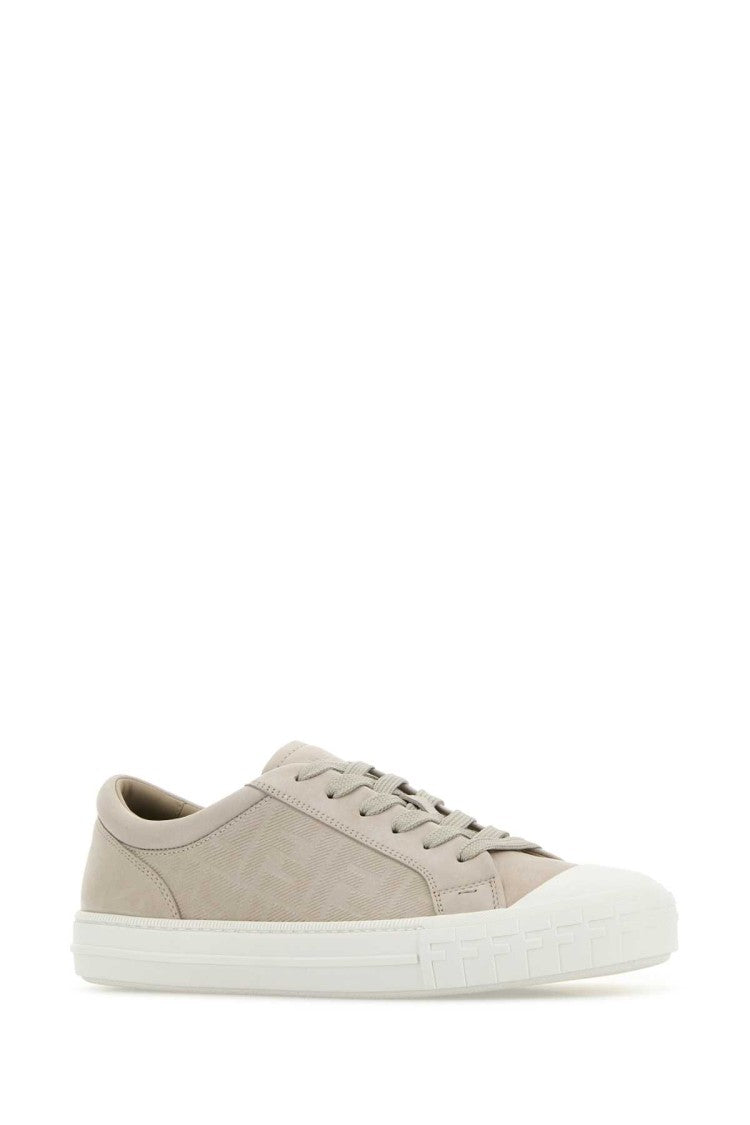 Fendi Light Grey Leather Domino Sneakers