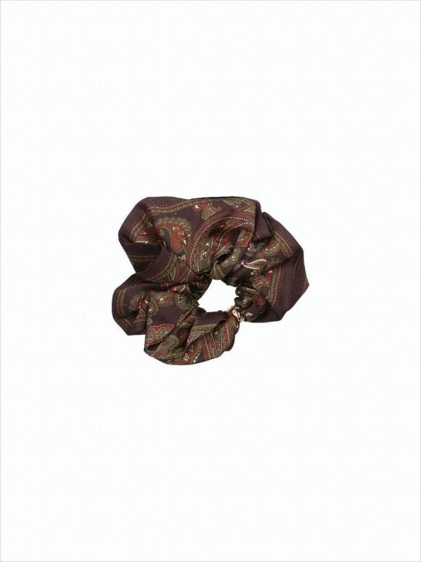 Saint Laurent Silk Scrunchie With Rich Paisley Pattern
